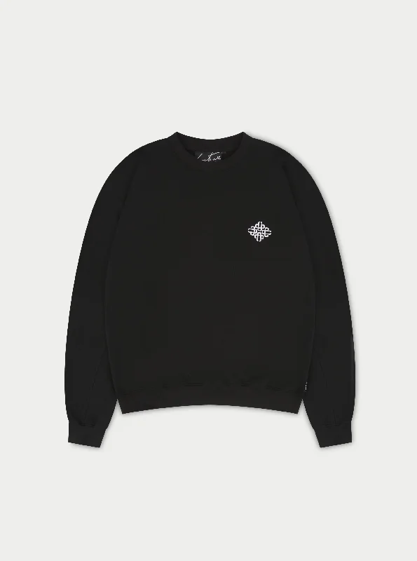 EMBROIDERY EMBLEM SWEATSHIRT - BLACK