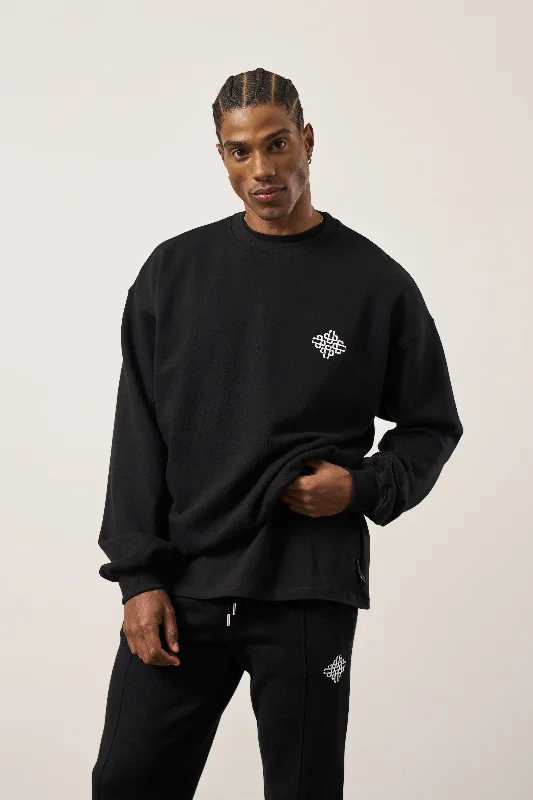 EMBROIDERY EMBLEM SWEATSHIRT - BLACK