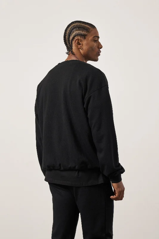 EMBROIDERY EMBLEM SWEATSHIRT - BLACK