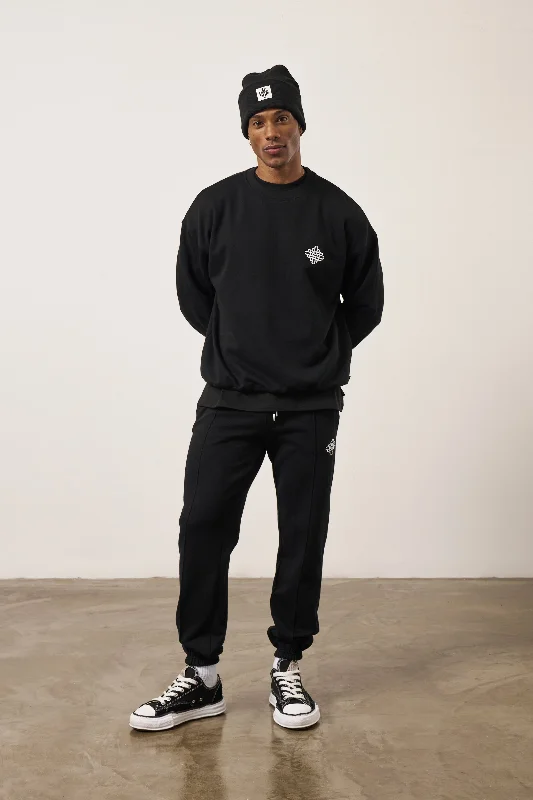 EMBROIDERY EMBLEM SWEATSHIRT - BLACK