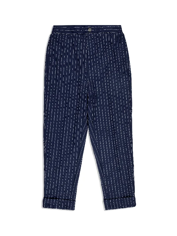 Gessato Suiting Track Pant- Maritime Blue