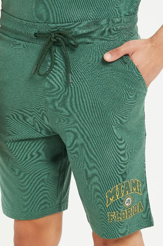 Men Green Printed Lounge Short