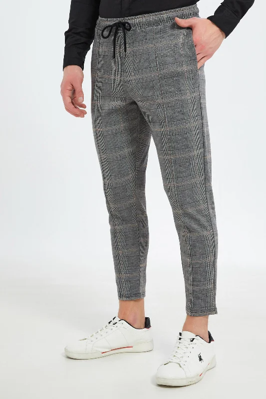 Men Grey Pull-On Trousers