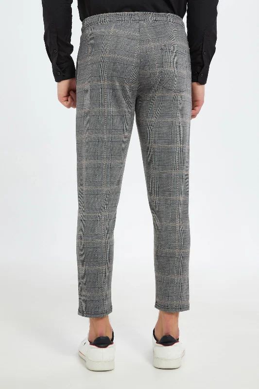 Men Grey Pull-On Trousers