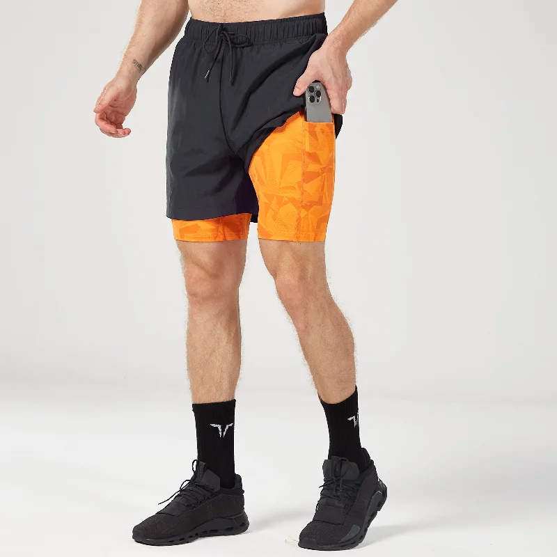 Limitless 2-in-1 7"" Shorts - Black & Persimmon Orange