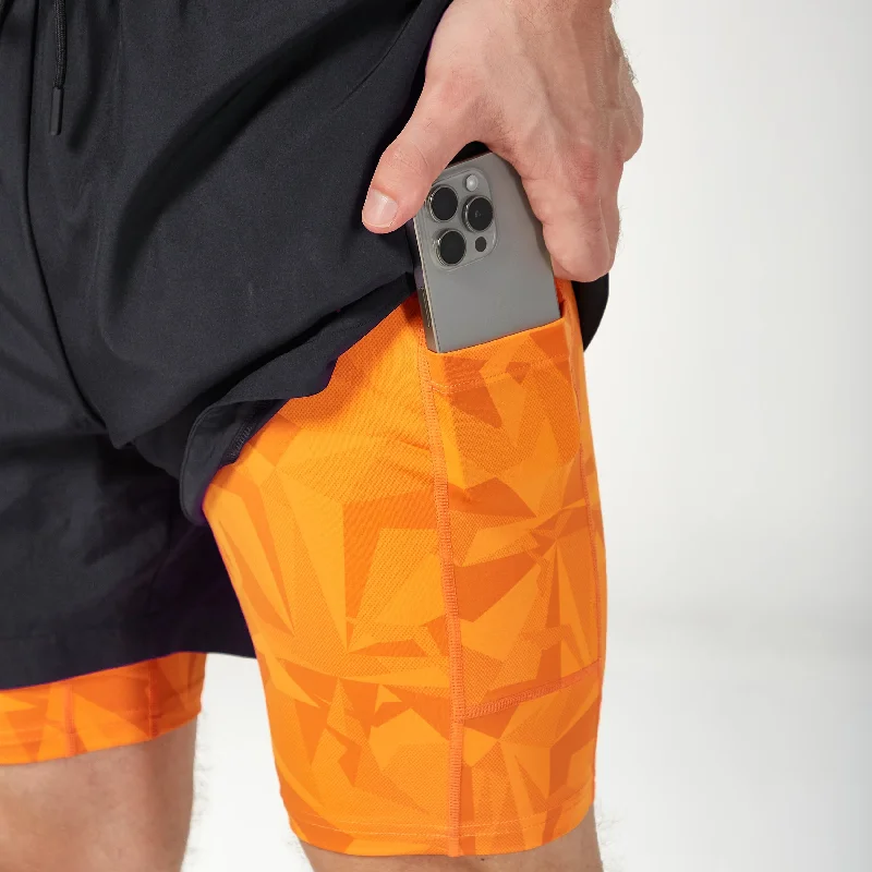 Limitless 2-in-1 7"" Shorts - Black & Persimmon Orange