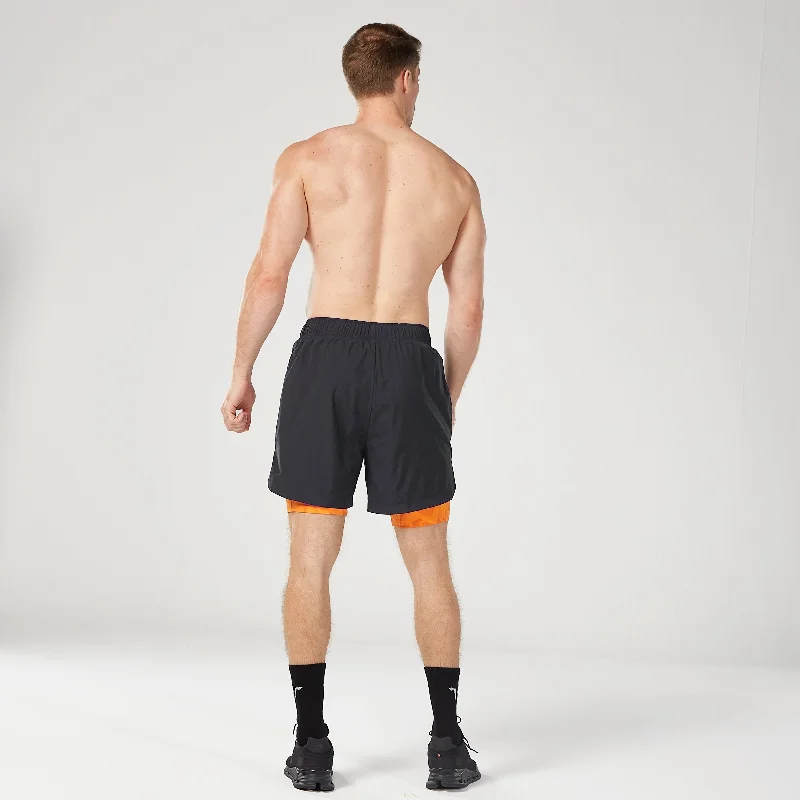 Limitless 2-in-1 7"" Shorts - Black & Persimmon Orange