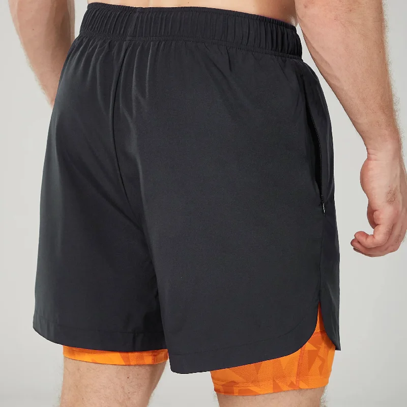 Limitless 2-in-1 7"" Shorts - Black & Persimmon Orange