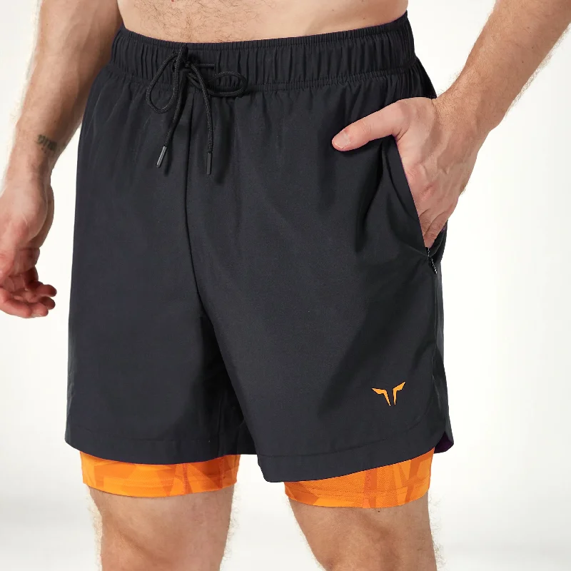 Limitless 2-in-1 7"" Shorts - Black & Persimmon Orange