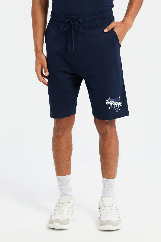 Men Navy Graphic Lounge Shorts