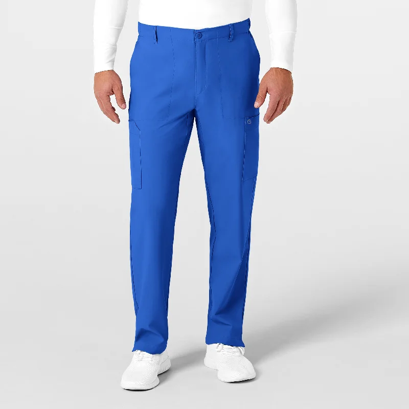 W123 Men's Flat Front Cargo Scrub Pant - Royal