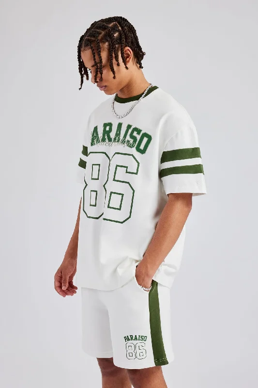 86 Varsity Skater T-Shirt & Short Set - Off White