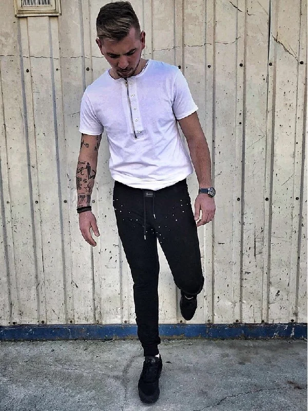 Black Metal Studs Jogger Pant DM1 Streetwear Jogger Pants