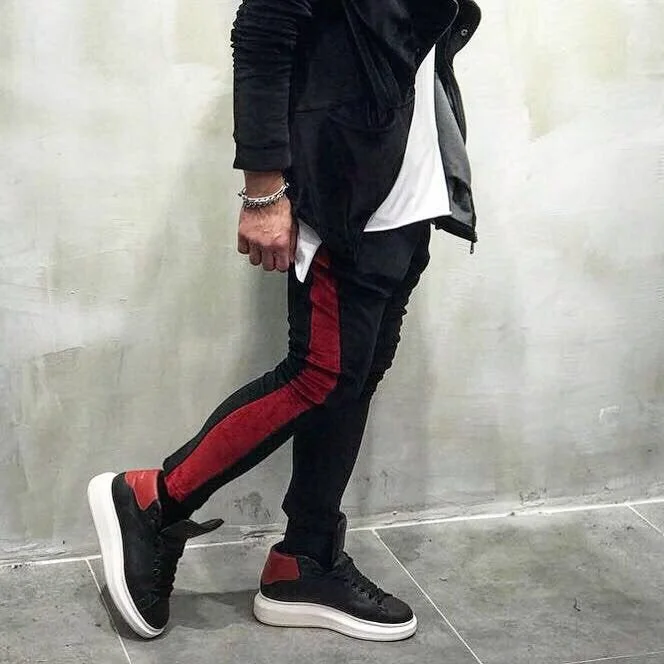 Black Red Stripe Jogger Pant SJ252 Streetwear Jogger Pants