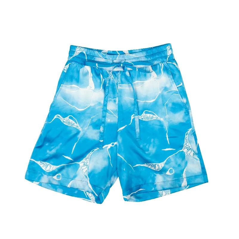 Blue Silk Tie Dye Printed Shorts