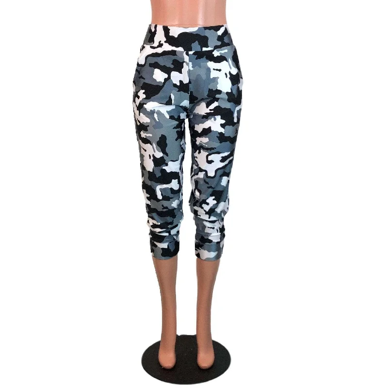 Black & White Camo Joggers w/ Pockets Women's