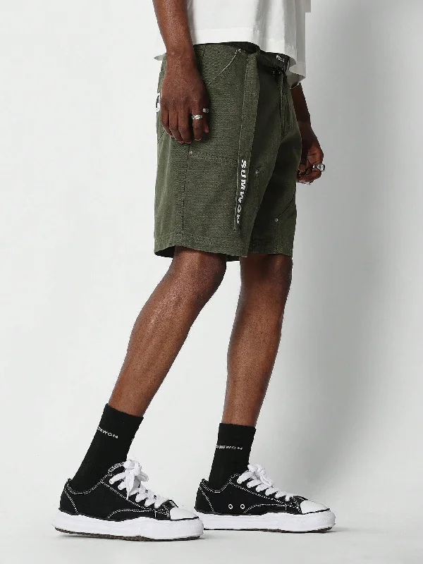 Denim Carpenter Shorts With Belt