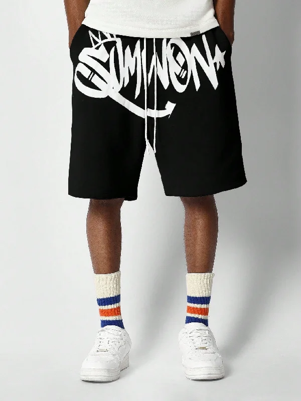 Drop Crotch Short With Front Graffiti Graphic