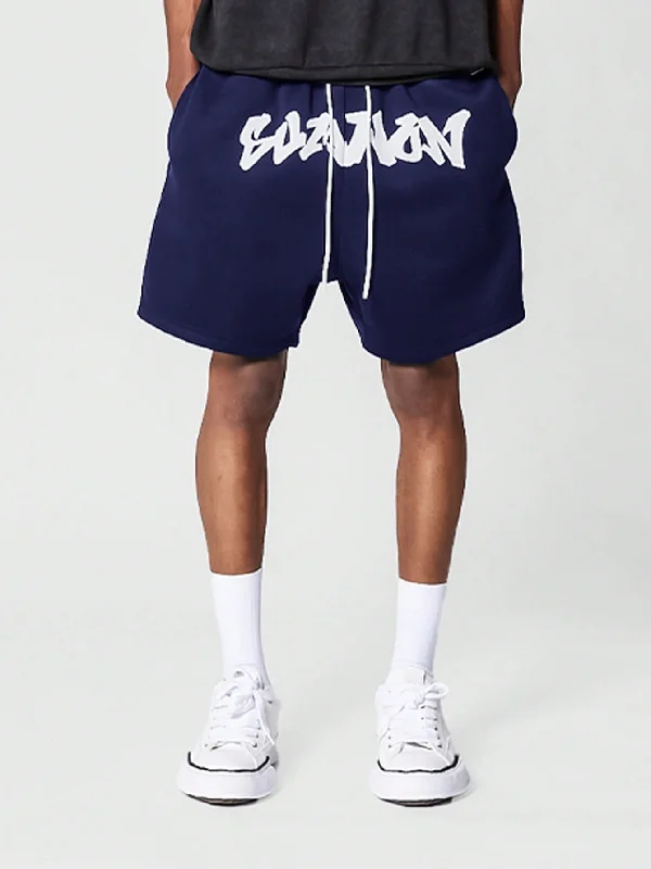 Drop Crotch Shorts With Front Graphic