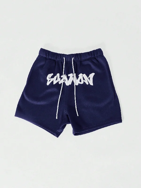 Drop Crotch Shorts With Front Graphic