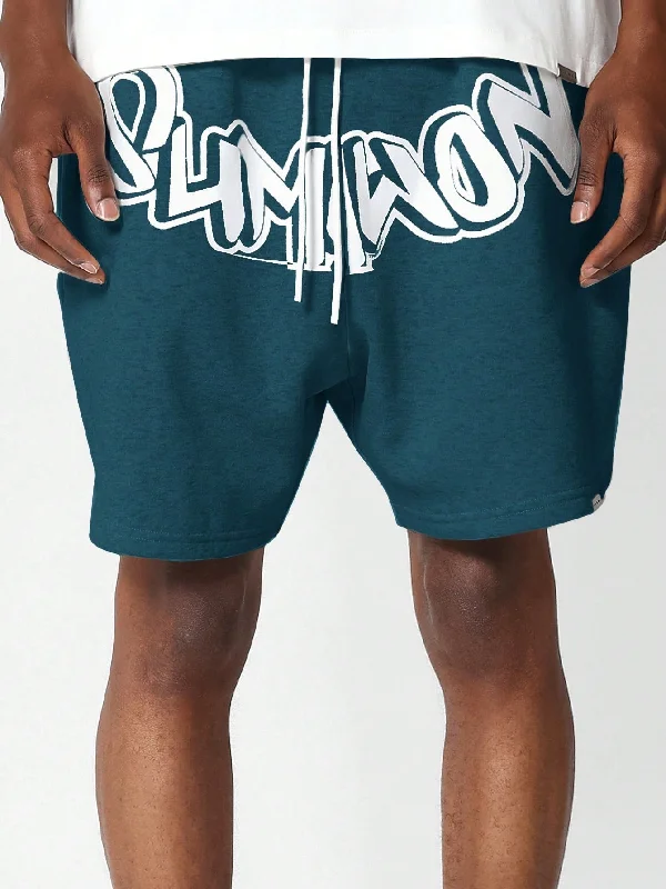 Drop Crotch Shorts With Front Graphic