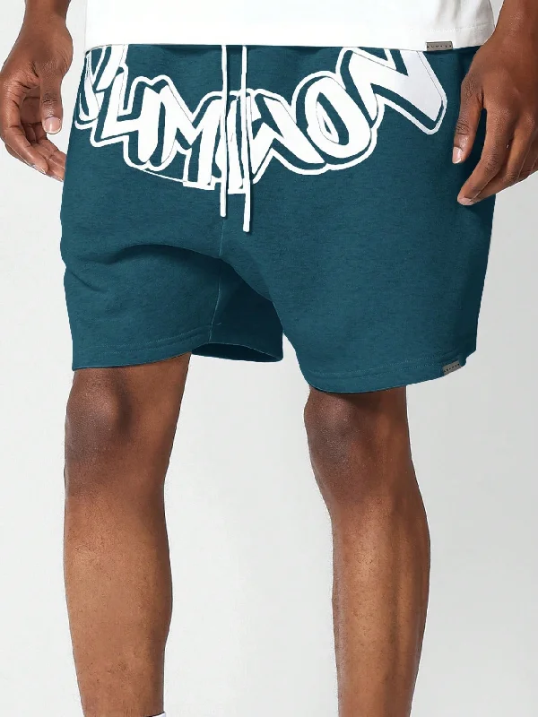 Drop Crotch Shorts With Front Graphic