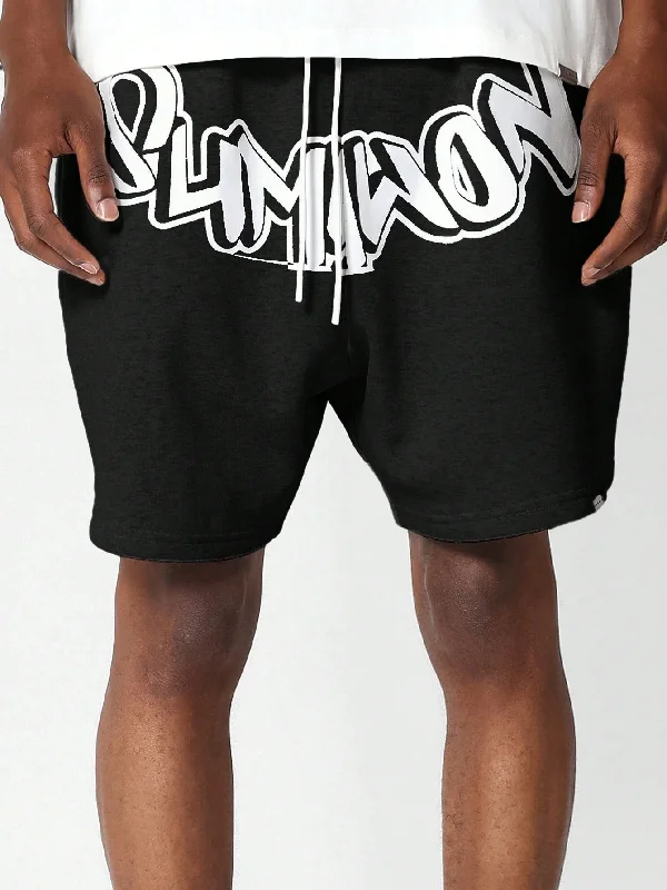 Drop Crotch Shorts With Front Graphic