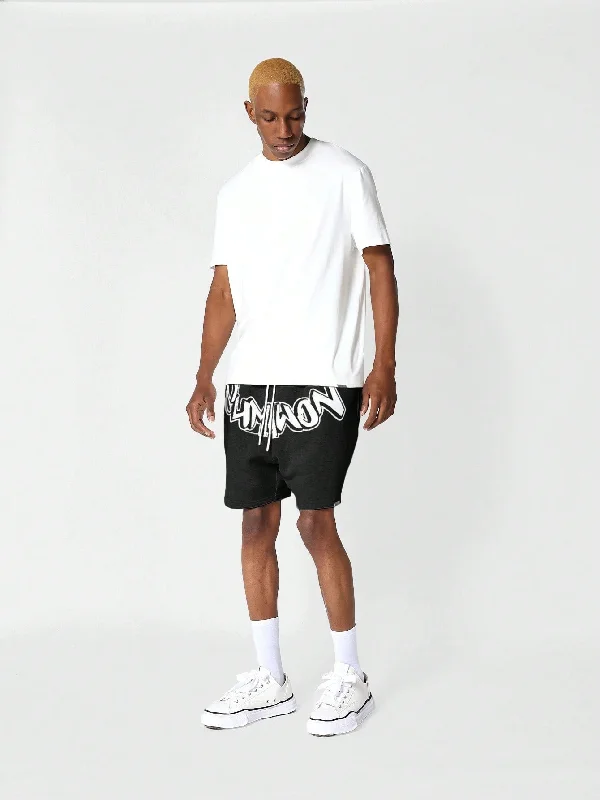 Drop Crotch Shorts With Front Graphic