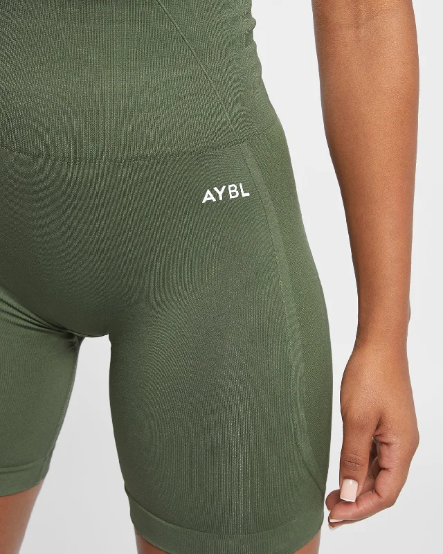 Empower Seamless Cycling Shorts - Khaki Green