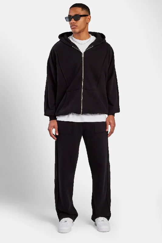 Exposed Seam Tracksuit - Black