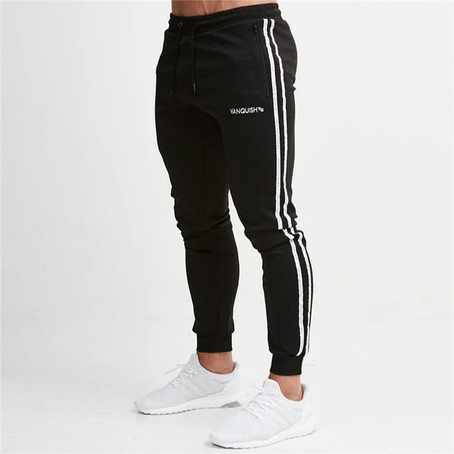 Gray Jogging Pants Striped Running Pants Men Sport Pencil Pants Men Cotton Soft Bodybuilding Joggers Gym Trousers Running Tights