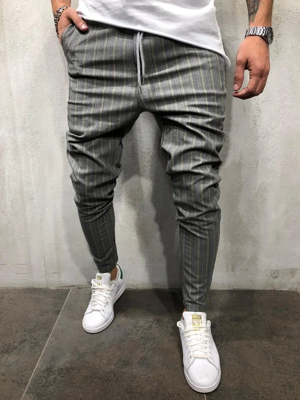 Gray Yellow Striped Casual Jogger Pant A213 Streetwear Casual Jogger Pants