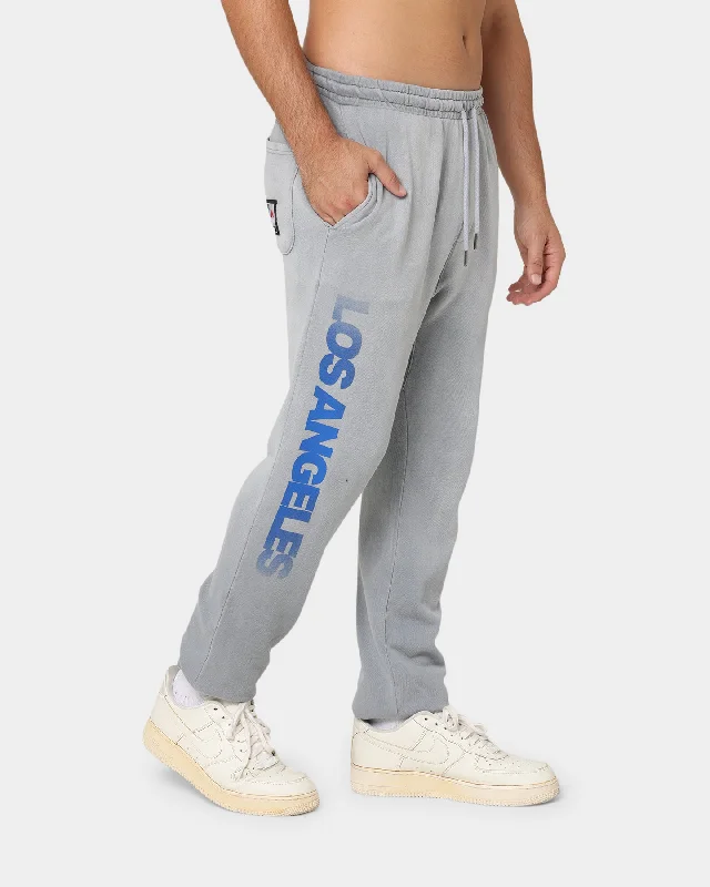 Majestic Athletic Los Angeles Dodgers Solarised Contrast Logo Track Pants Warm Grey