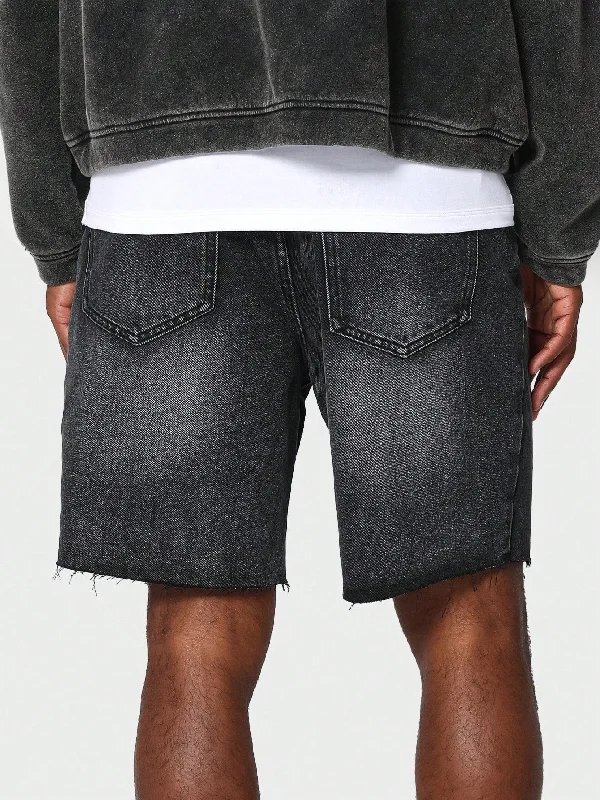 Denim Short With Raw Edge