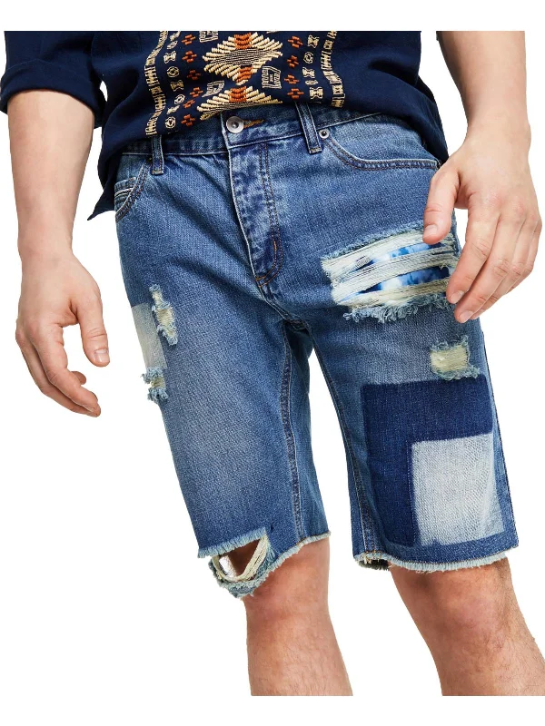 Mens Cotton Distressed Denim Shorts