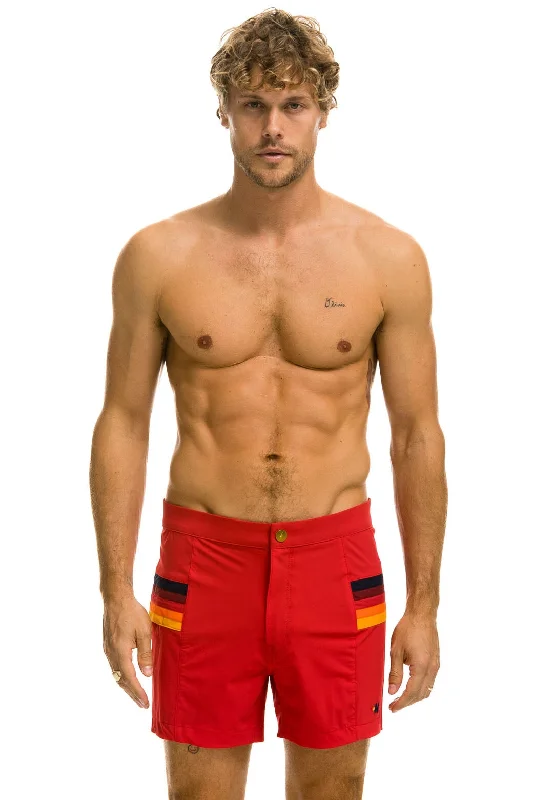 MEN'S HORIZONTAL 5 STRIPE FLEX SHORTS - RED