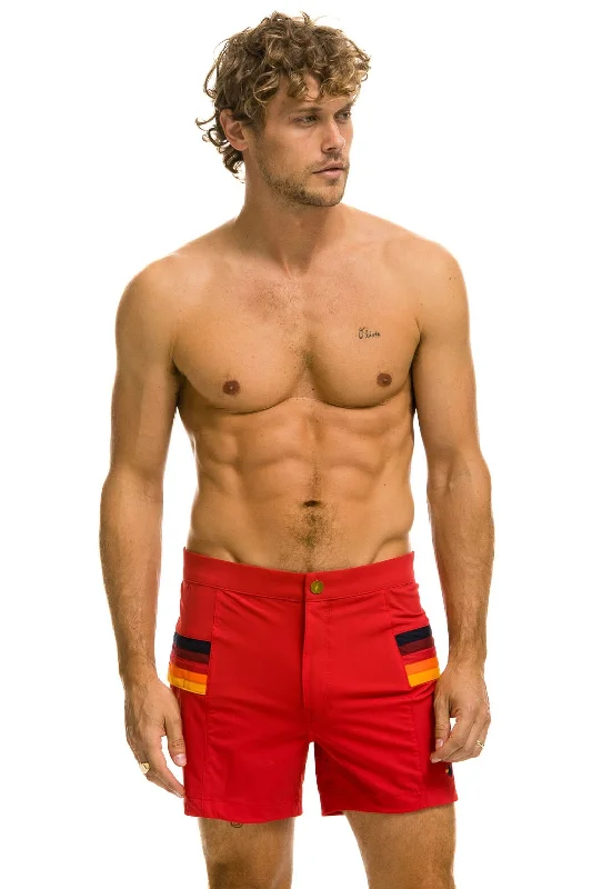 MEN'S HORIZONTAL 5 STRIPE FLEX SHORTS - RED