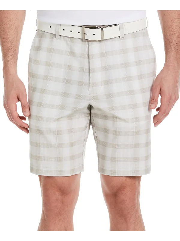 Mens Plaid Polyester Casual Shorts