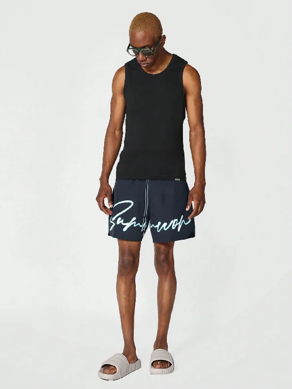 Nylon Swim Shorts With Front Graphic