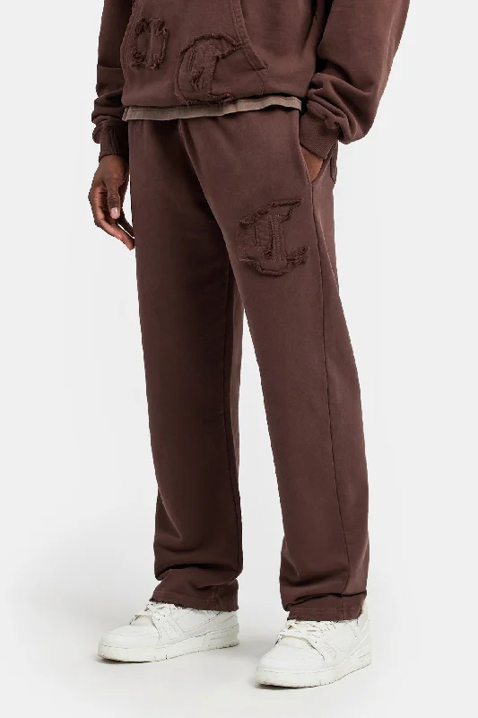 Raw Edge Applique Tracksuit - Brown