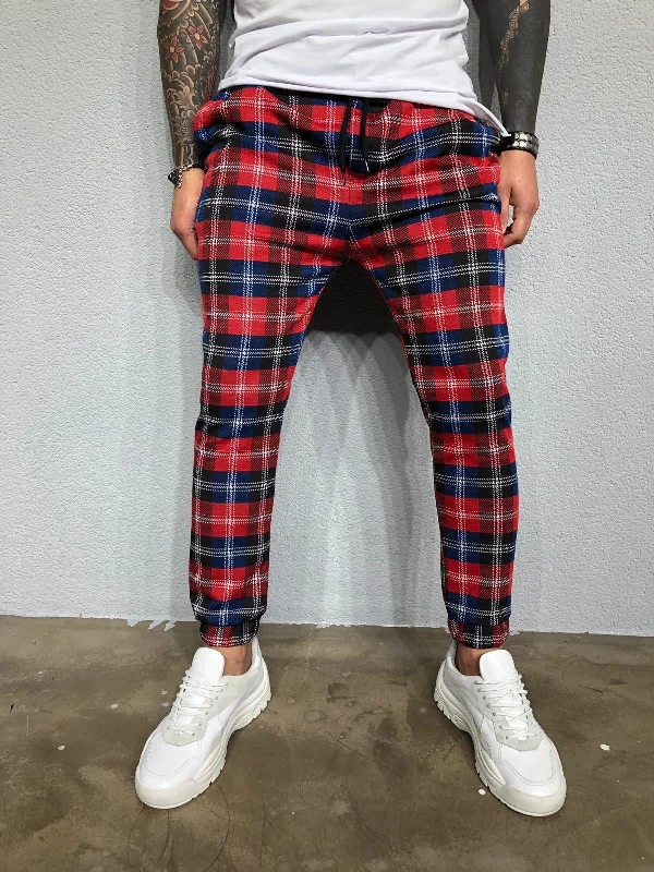 Red Checkered Jogger Pant BL418 Streetwear Jogger Pants