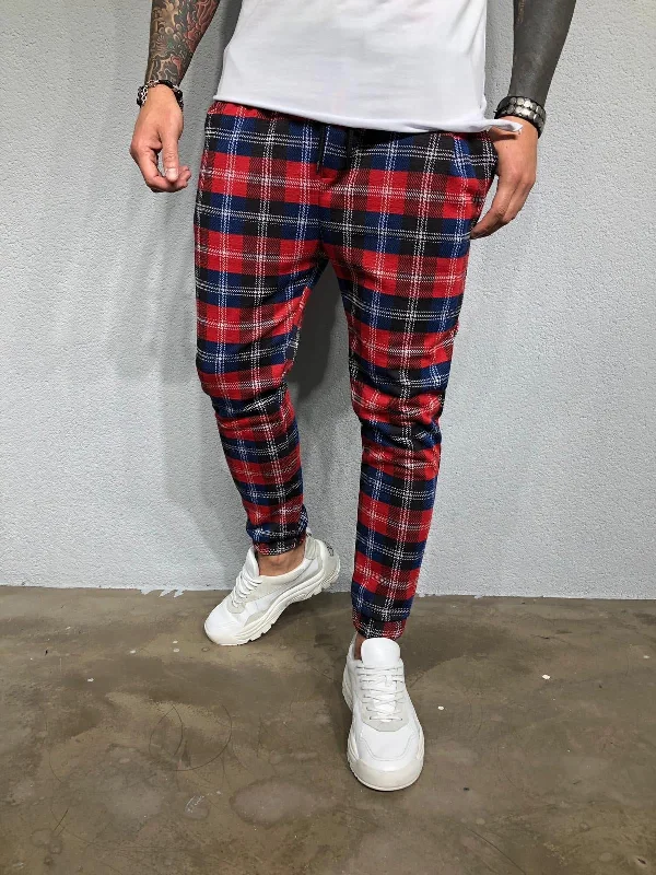 Red Checkered Jogger Pant BL418 Streetwear Jogger Pants