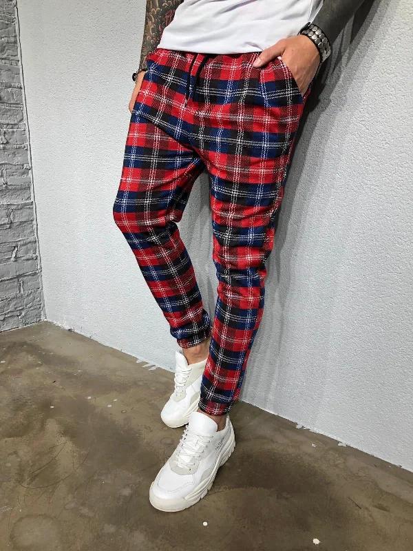 Red Checkered Jogger Pant BL418 Streetwear Jogger Pants