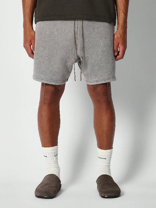 Regular Fit Drop Crotch Washed Essential Short