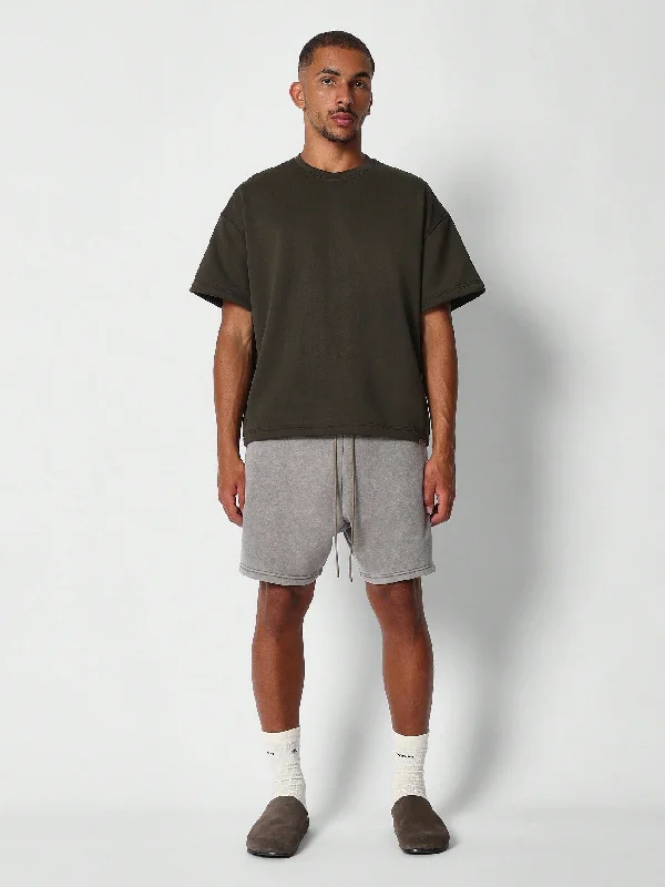 Regular Fit Drop Crotch Washed Essential Short