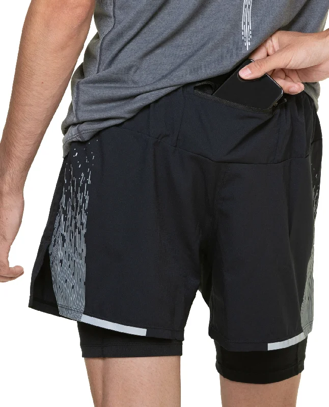 Ronhill Tech Reflect Twin 2 In 1 Mens Running Shorts - Black