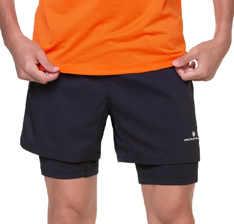 Ronhill Tech Twin 2 In 1 Mens Running Shorts - Black