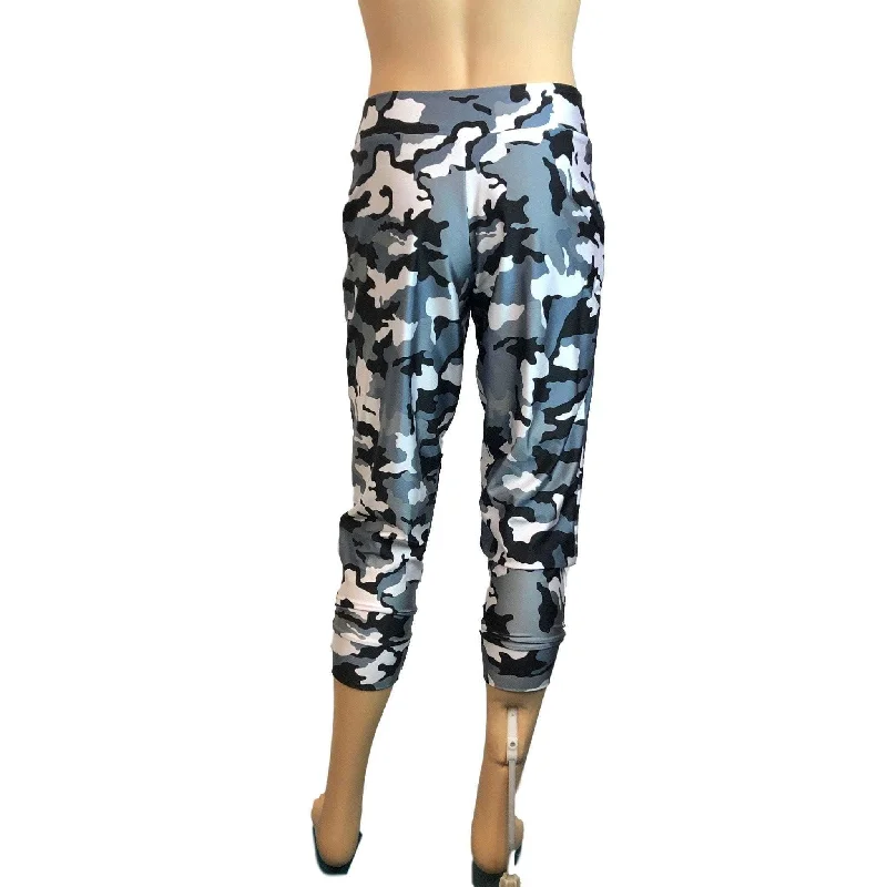 SALE - MEDIUM ONLY - Men's Black & White Camo Camouflage Jogger Pants w/ Pockets