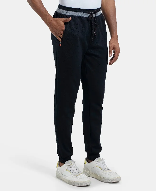 Super Combed Cotton Rich Pique Slim Fit Jogger with Zipper Pockets - Black