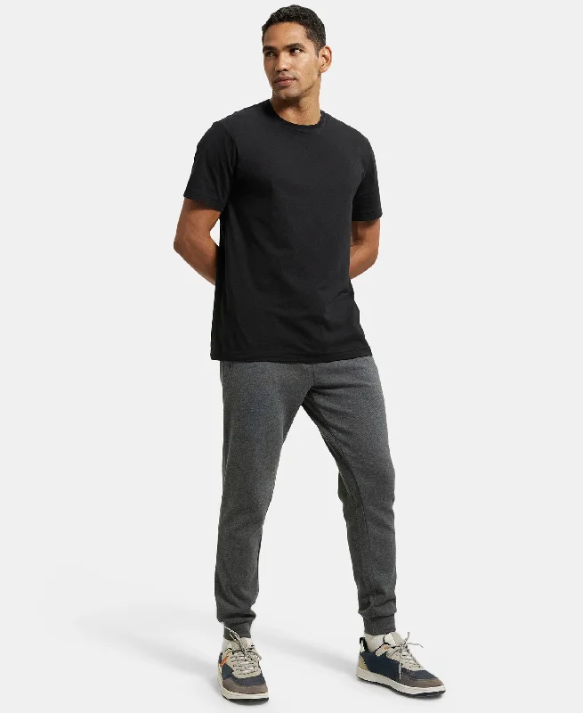 Super Combed Cotton Rich Slim Fit Jogger with Zipper Pockets - Charcoal Melange